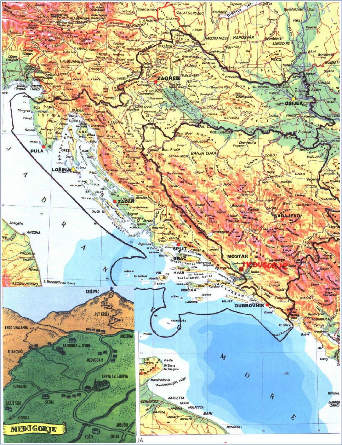 地图medjugorje波斯尼亚和黑塞哥维那