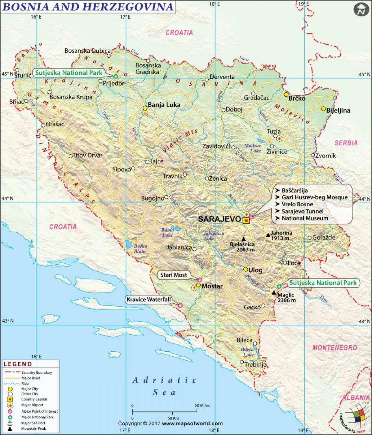 波斯尼亚和黑塞哥维那地图