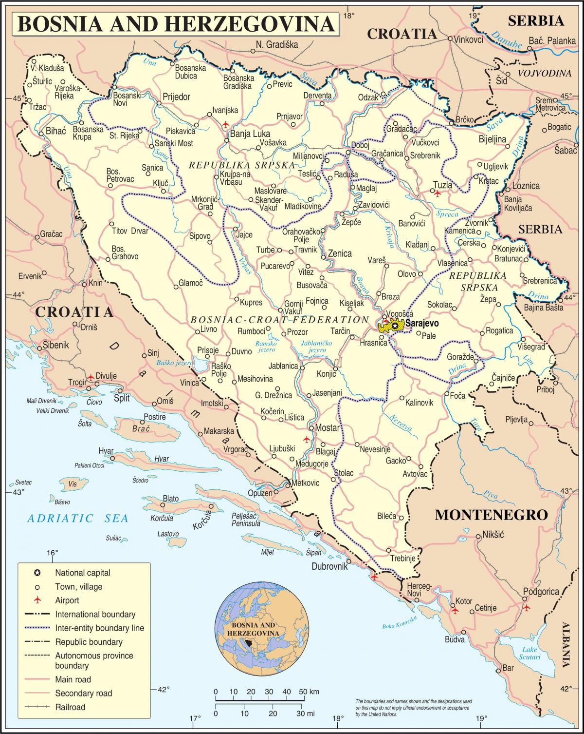 地图的波斯尼亚旅游