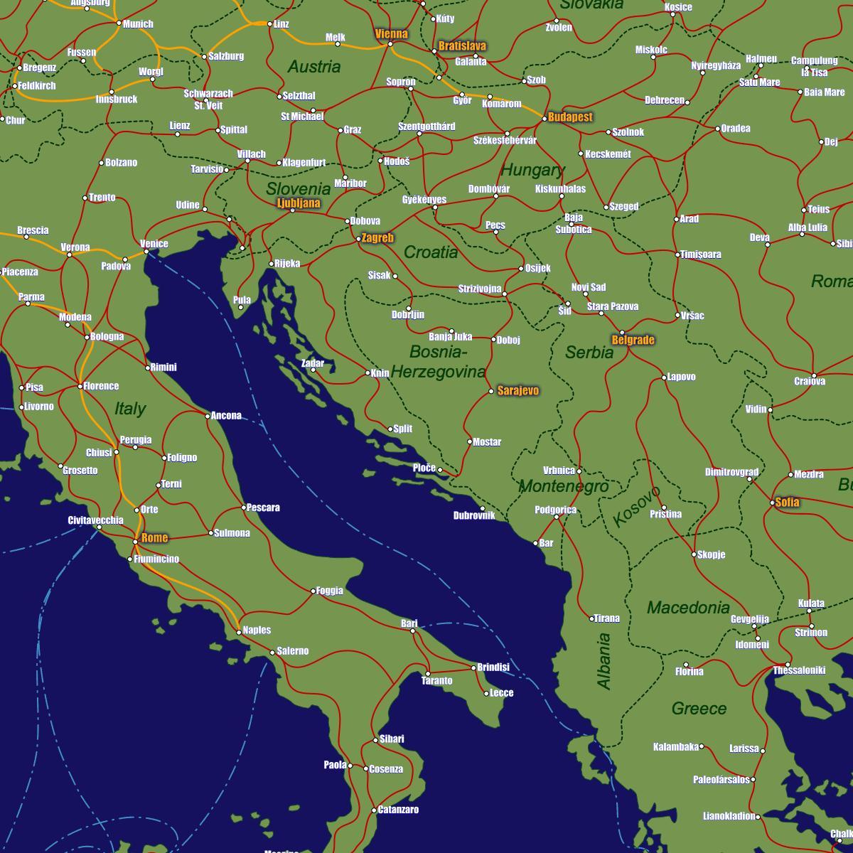 波斯尼亚铁路地图